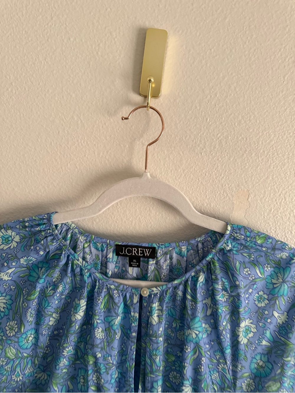 J Crew Provence smocked waist midi dress blue marigold blooms cotton poplin XL - Picture 5 of 9